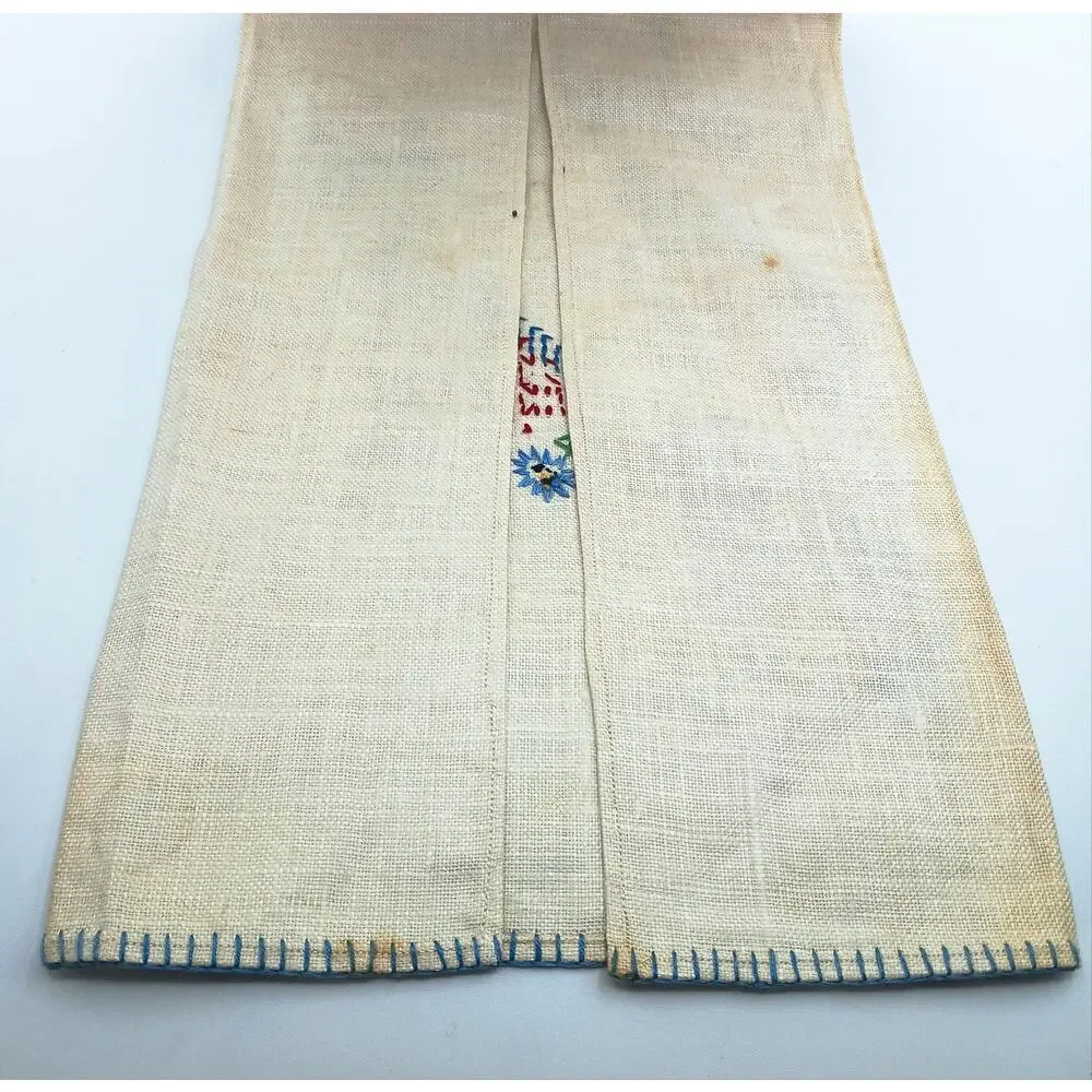Vintage Embroidered Linen Tea Towel
